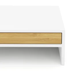 Monitorständer Bambus ALVORA 47 x 26 x 10 cm weiss/natur