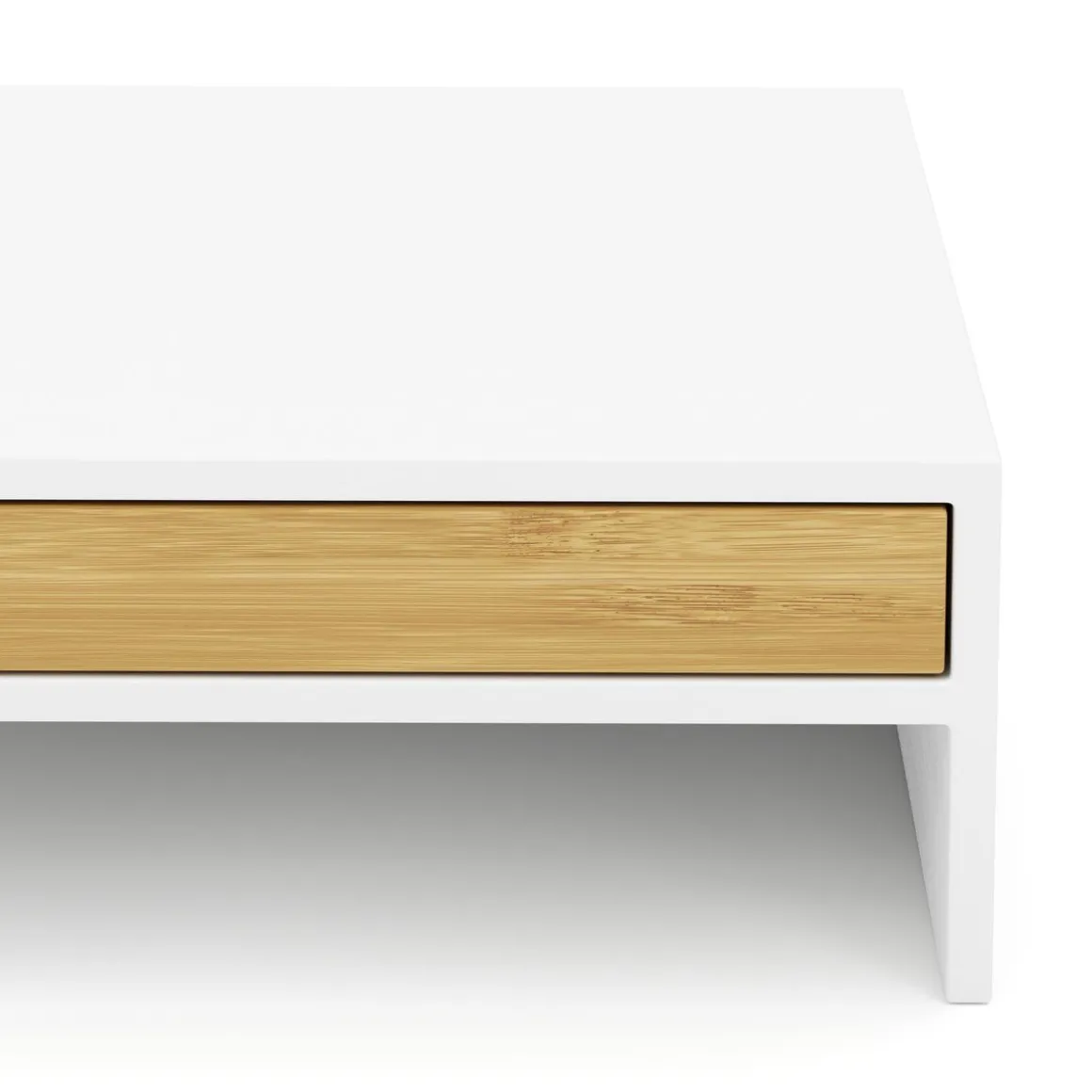 Monitorständer Bambus ALVORA 47 x 26 x 10 cm weiss/natur