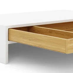 Monitorständer Bambus ALVORA 47 x 26 x 10 cm weiss/natur