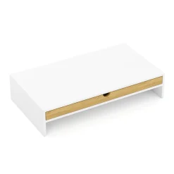 Monitorständer Bambus ALVORA 47 x 26 x 10 cm weiss/natur