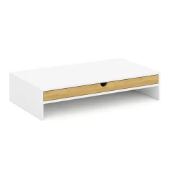 Monitorständer Bambus ALVORA 47 x 26 x 10 cm weiss/natur