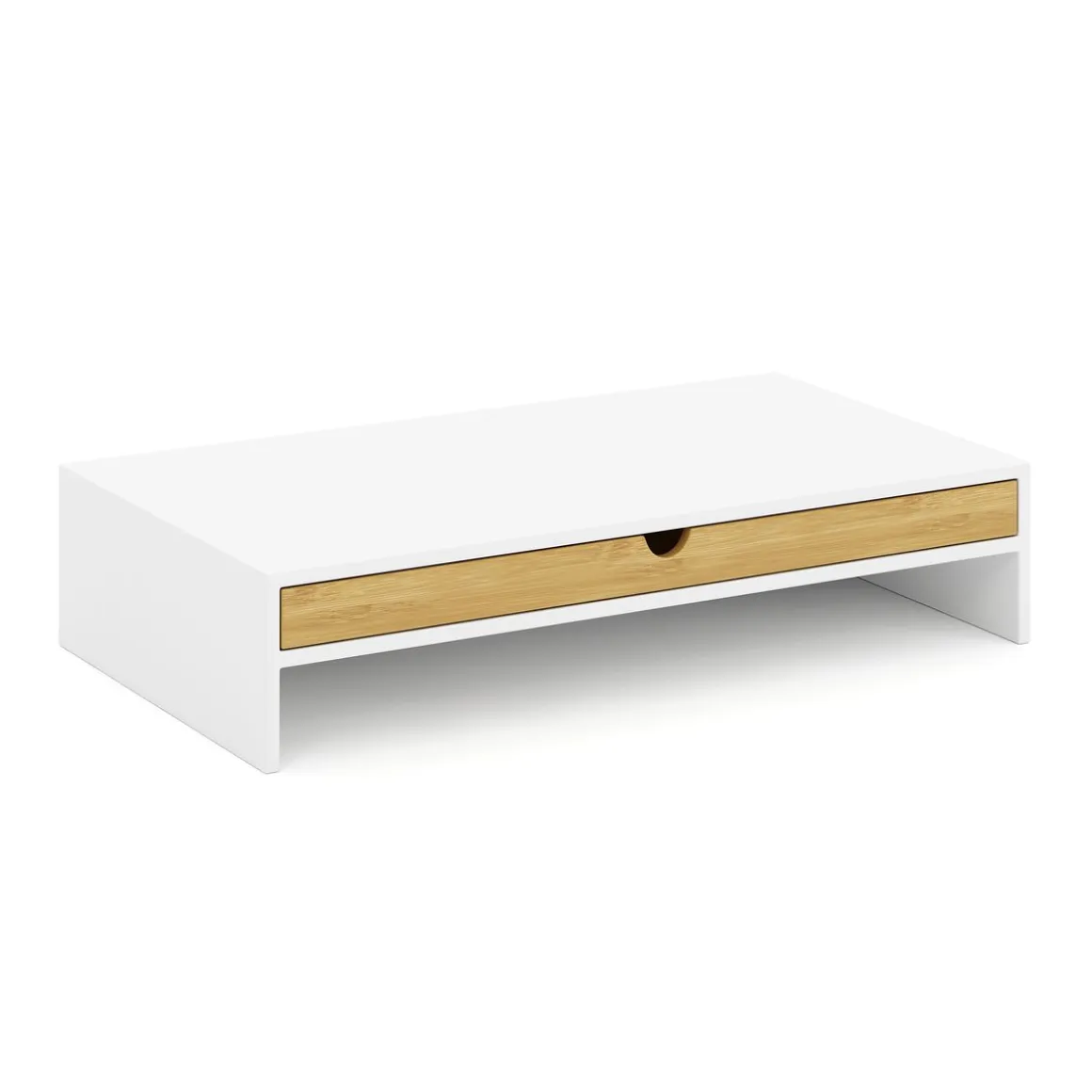 Monitorständer Bambus ALVORA 47 x 26 x 10 cm weiss/natur