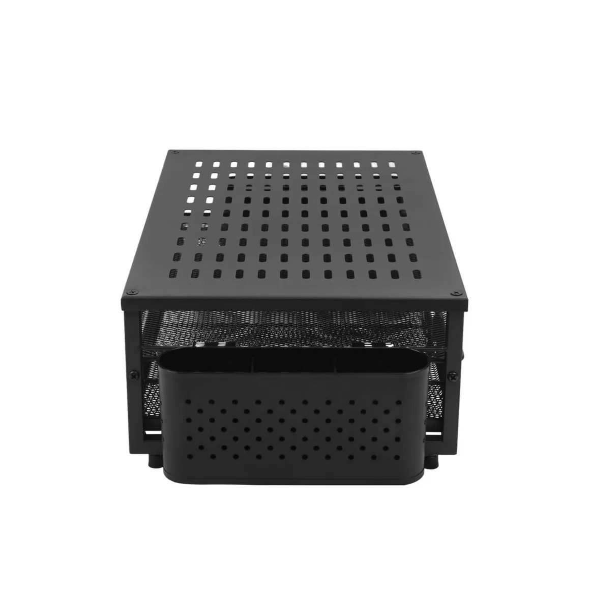 Monitorständer mit Schublade und Stiftehalter 49 x 25 x 15 cm schwarz