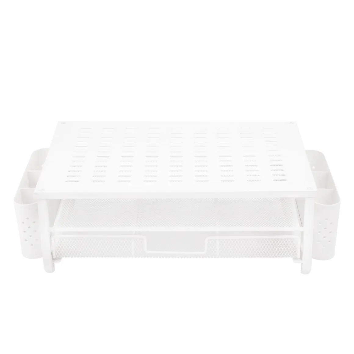Monitorständer mit Schublade und Stiftehalter 49 x 25 x 15 cm weiss