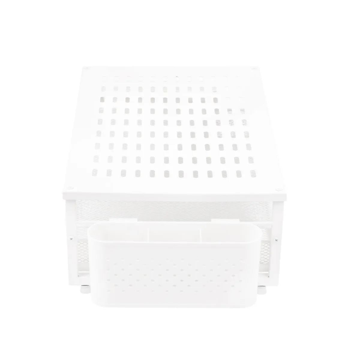 Monitorständer mit Schublade und Stiftehalter 49 x 25 x 15 cm weiss