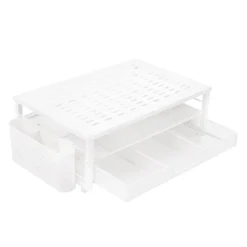 Monitorständer mit Schublade und Stiftehalter 49 x 25 x 15 cm weiss