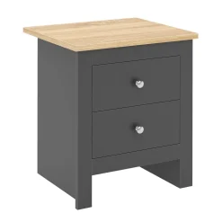 Nachttisch ARLES mit 2 Schubladen 45 x 39 x 50 cm anthrazit