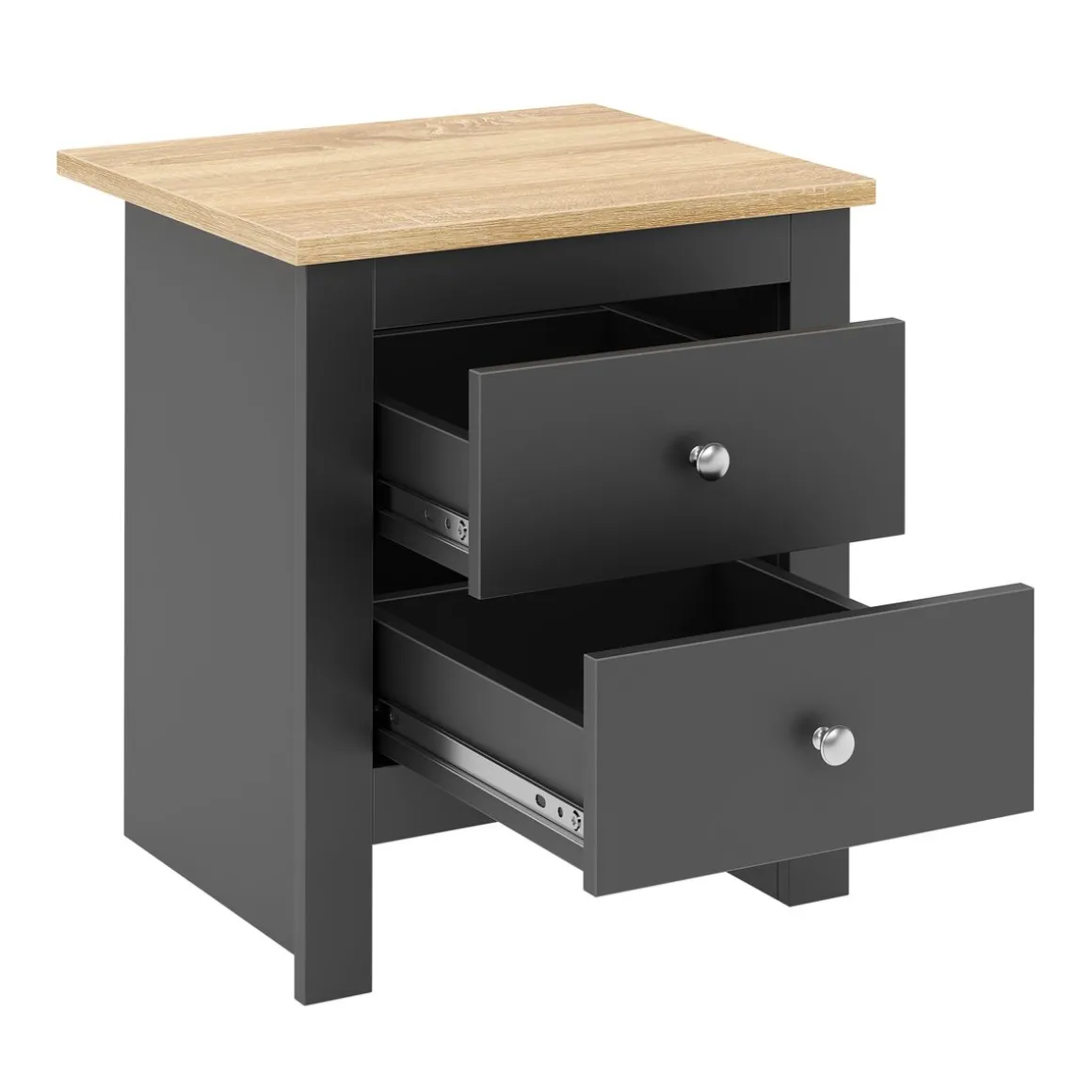 Nachttisch ARLES mit 2 Schubladen 45 x 39 x 50 cm anthrazit