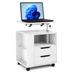 Nachttisch EIRA mit verstellbarer Tischplatte 50 x 90 cm weiss
