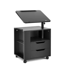 Nachttisch EIRA mit verstellbarer Tischplatte 50 x 90 cm schwarz