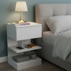 Nachttisch HIVRA mit Schublade 39 x 65 cm weiss