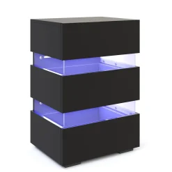 Nachttisch LED BONO mit 3 Schubladen schwarz