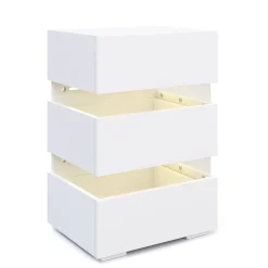 Nachttisch LED BONO mit 3 Schubladen weiss