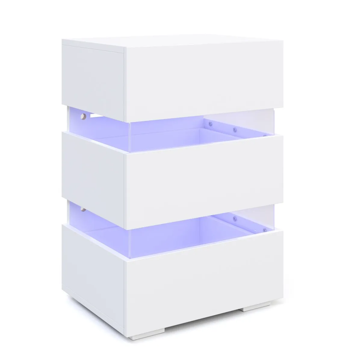Nachttisch LED BONO mit 3 Schubladen weiss