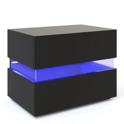 Nachttisch LED LUCA mit 2 Schubladen schwarz