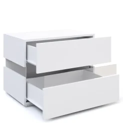 Nachttisch LED LUCA 2 Schubladen weiss