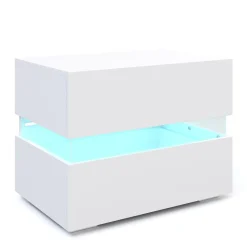 Nachttisch LED LUCA 2 Schubladen weiss