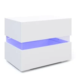 Nachttisch LED LUCA 2 Schubladen weiss