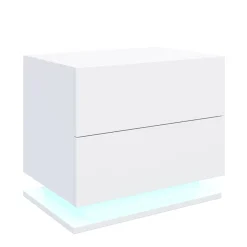 Nachttisch LED MINO mit 2 Schubladen weiss