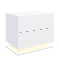Nachttisch LED MINO mit 2 Schubladen weiss