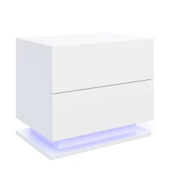 Nachttisch LED MINO mit 2 Schubladen weiss