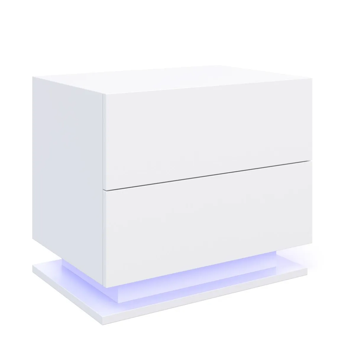 Nachttisch LED MINO mit 2 Schubladen weiss