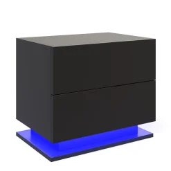 Nachttisch LED MINO mit 2 Schubladen schwarz