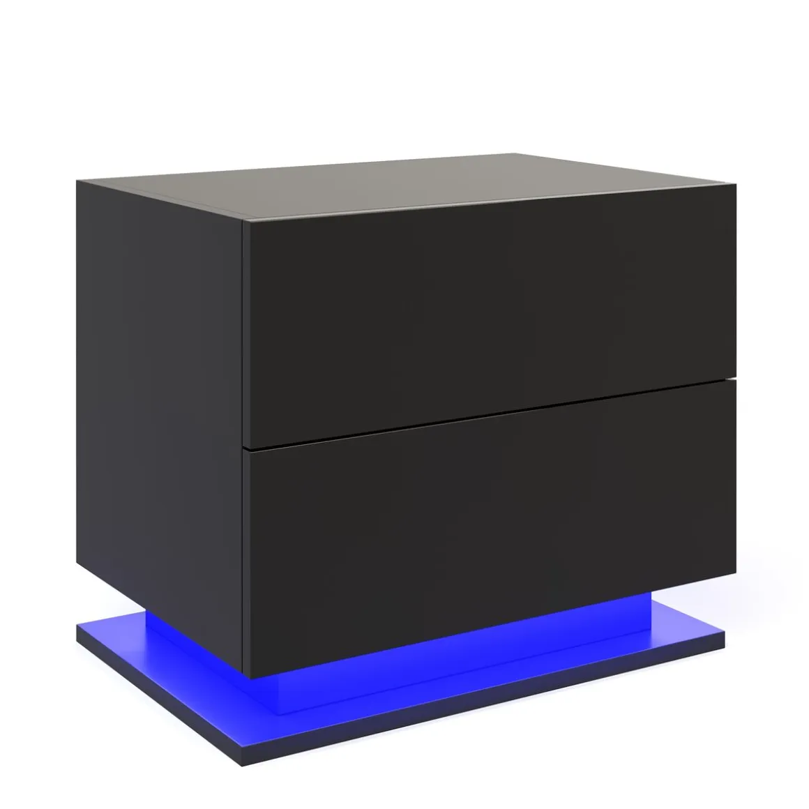 Nachttisch LED MINO mit 2 Schubladen schwarz