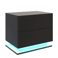 Nachttisch LED MINO mit 2 Schubladen schwarz