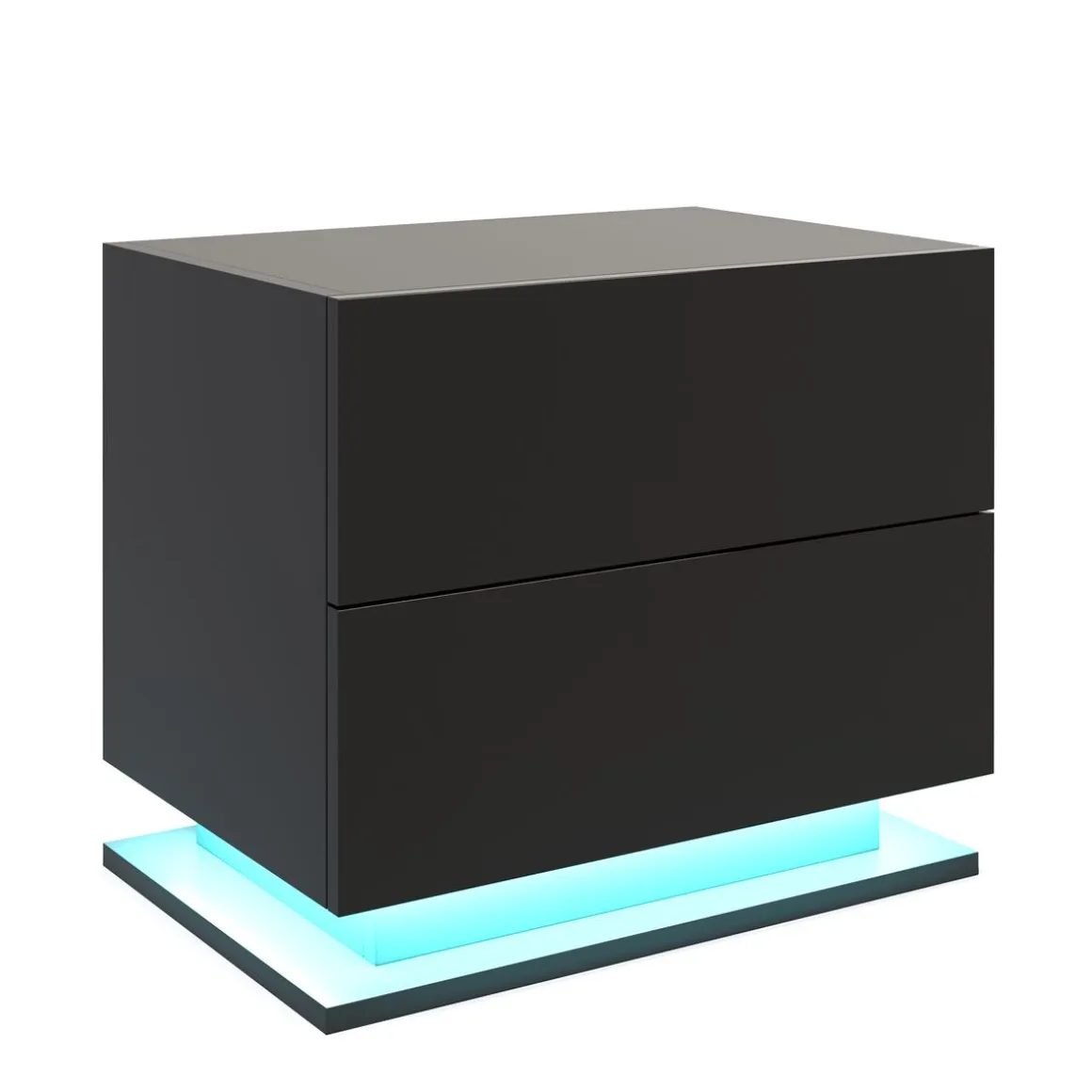 Nachttisch LED MINO mit 2 Schubladen schwarz