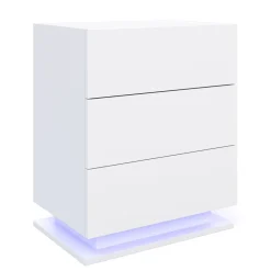 Nachttisch LED MINO 3 Schubladen weiss