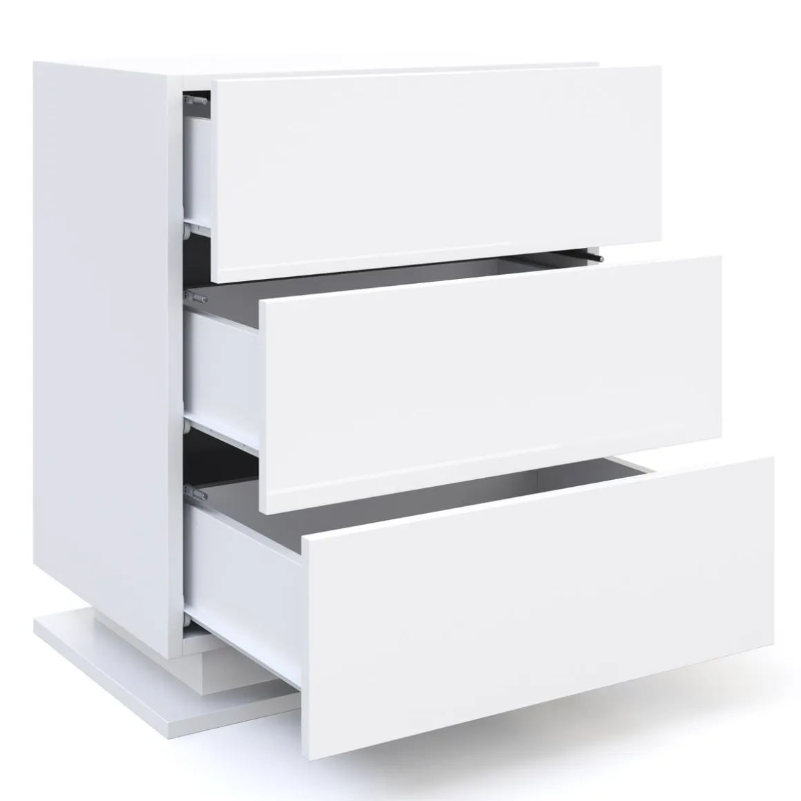Nachttisch LED MINO 3 Schubladen weiss