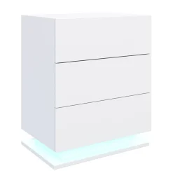 Nachttisch LED MINO 3 Schubladen weiss