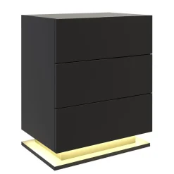 Nachttisch LED MINO 3 Schubladen schwarz