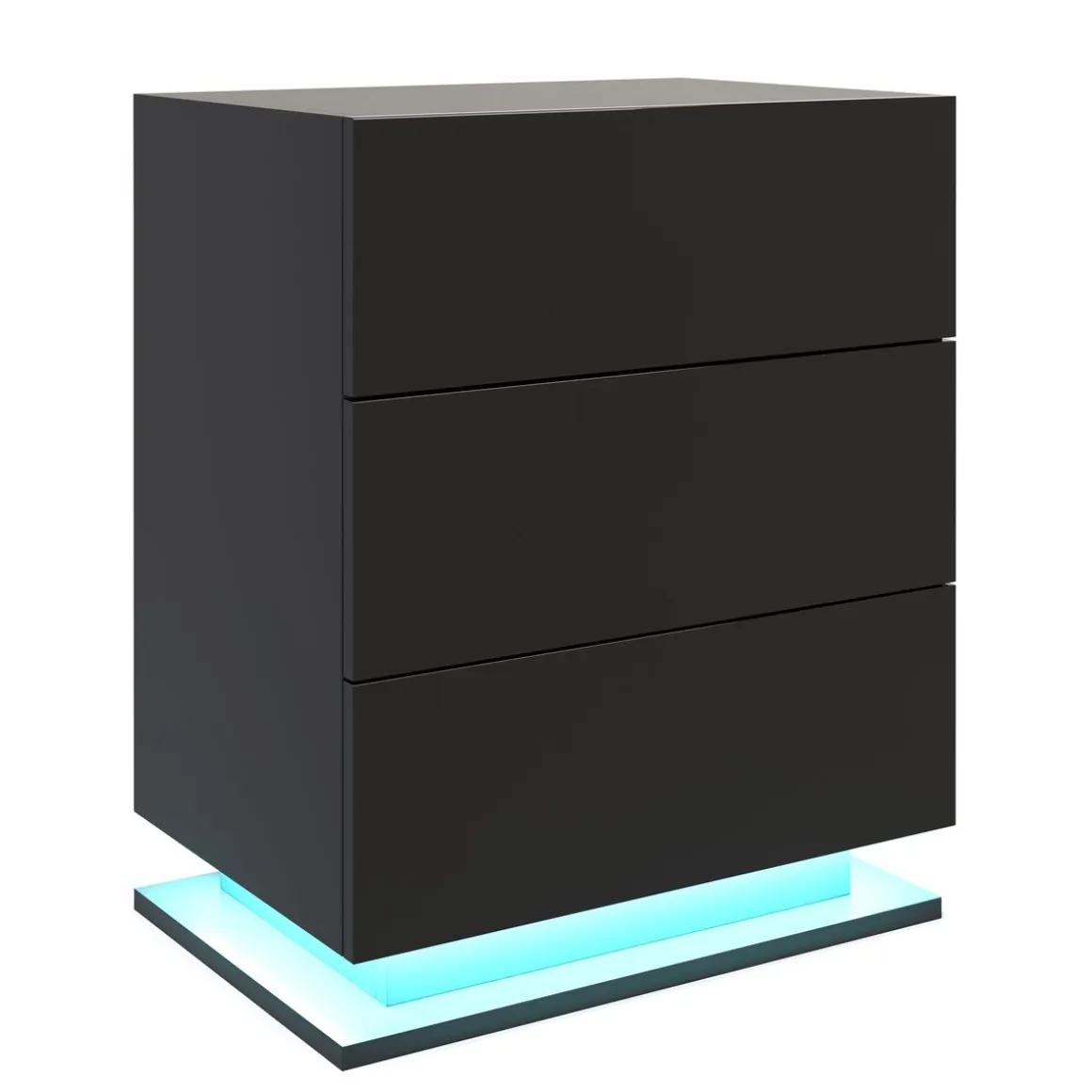 Nachttisch LED MINO 3 Schubladen schwarz