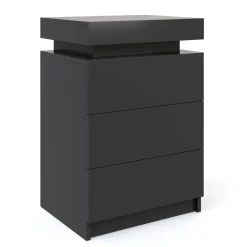 Nachttisch LED MOYA 3 Schubladen schwarz