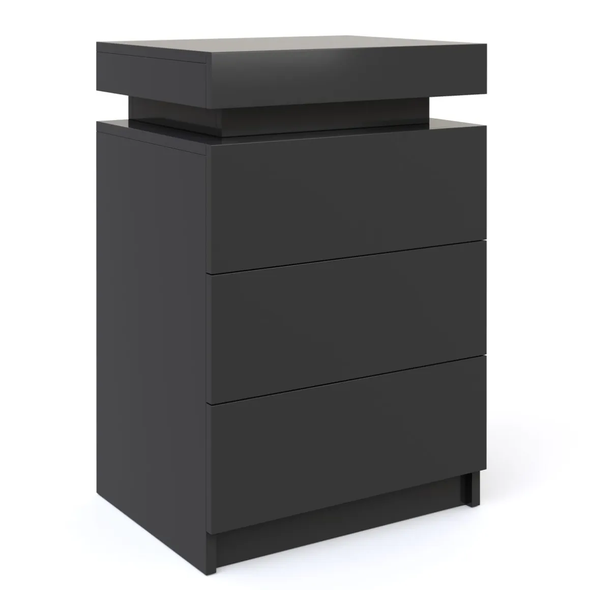 Nachttisch LED MOYA 3 Schubladen schwarz