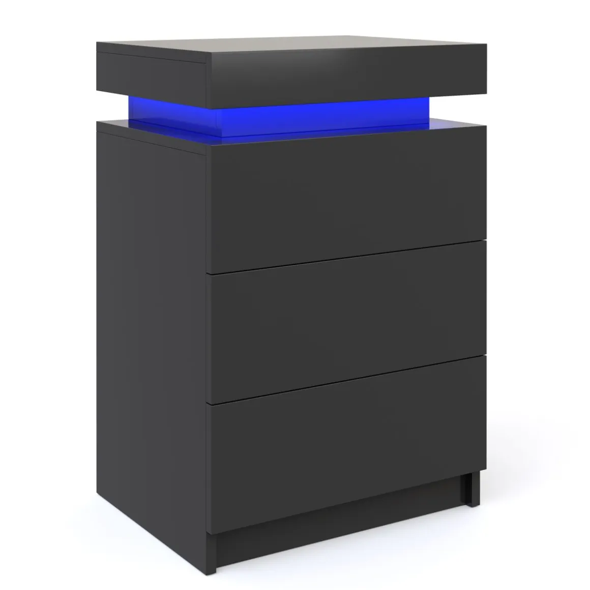 Nachttisch LED MOYA 3 Schubladen schwarz