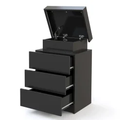 Nachttisch LED MOYA 3 Schubladen schwarz