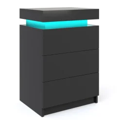 Nachttisch LED MOYA 3 Schubladen schwarz