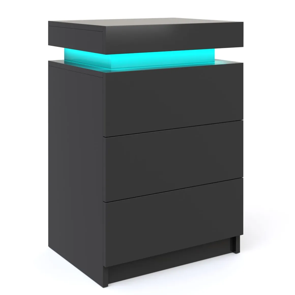 Nachttisch LED MOYA 3 Schubladen schwarz