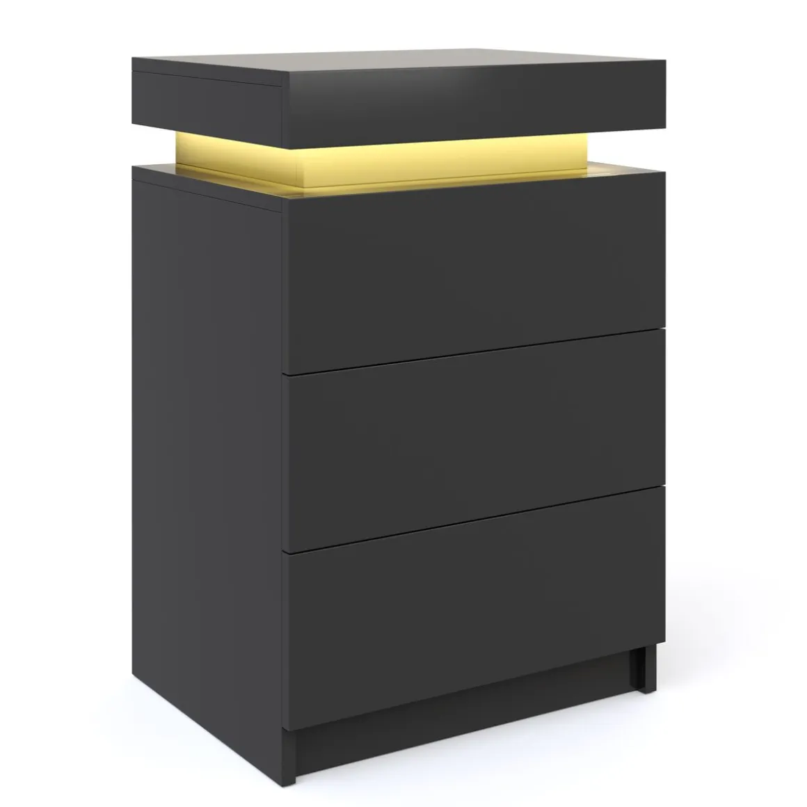 Nachttisch LED MOYA 3 Schubladen schwarz