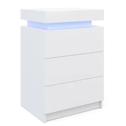 Nachttisch LED MOYA 3 Schubladen weiss