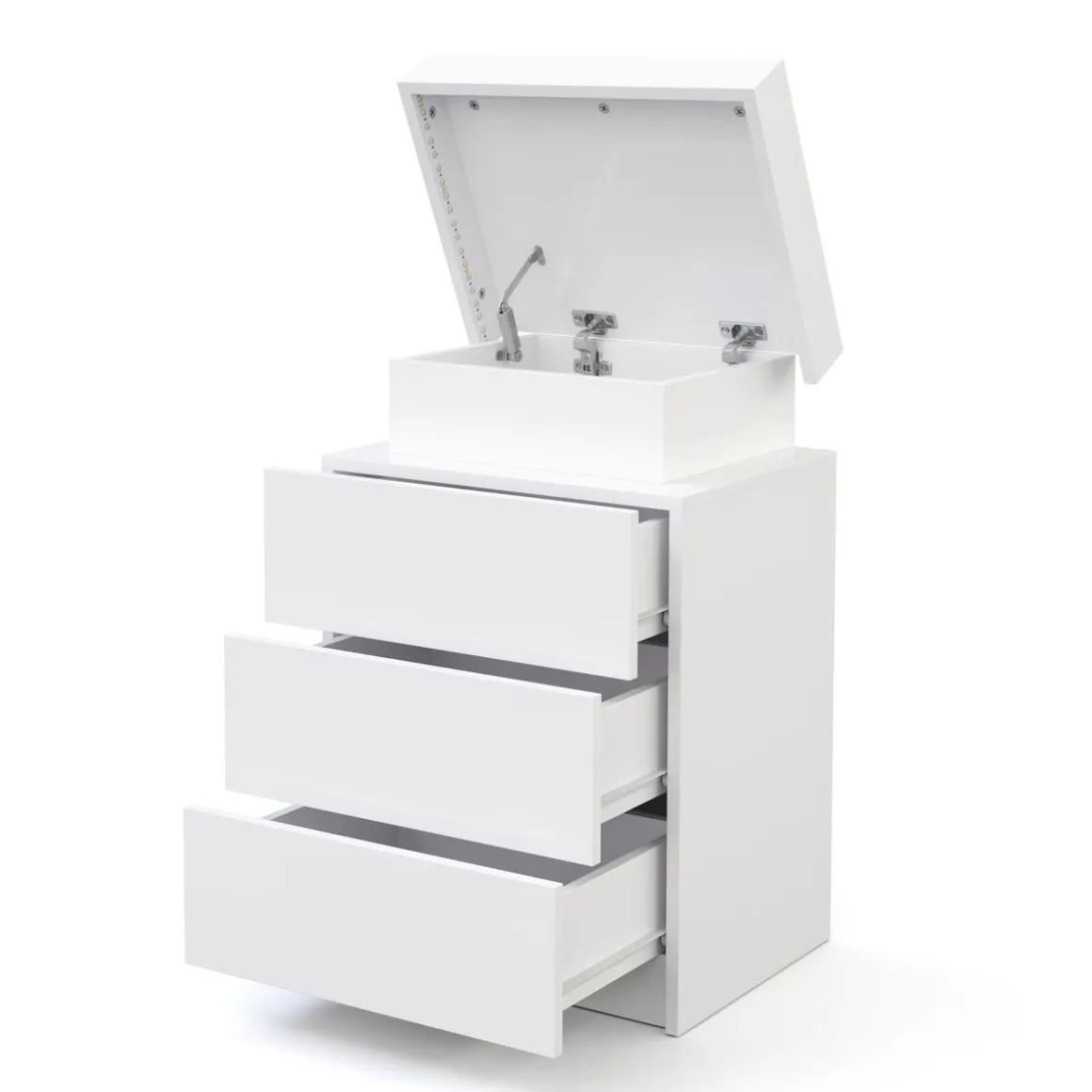 Nachttisch LED MOYA 3 Schubladen weiss