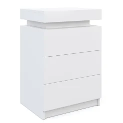 Nachttisch LED MOYA 3 Schubladen weiss