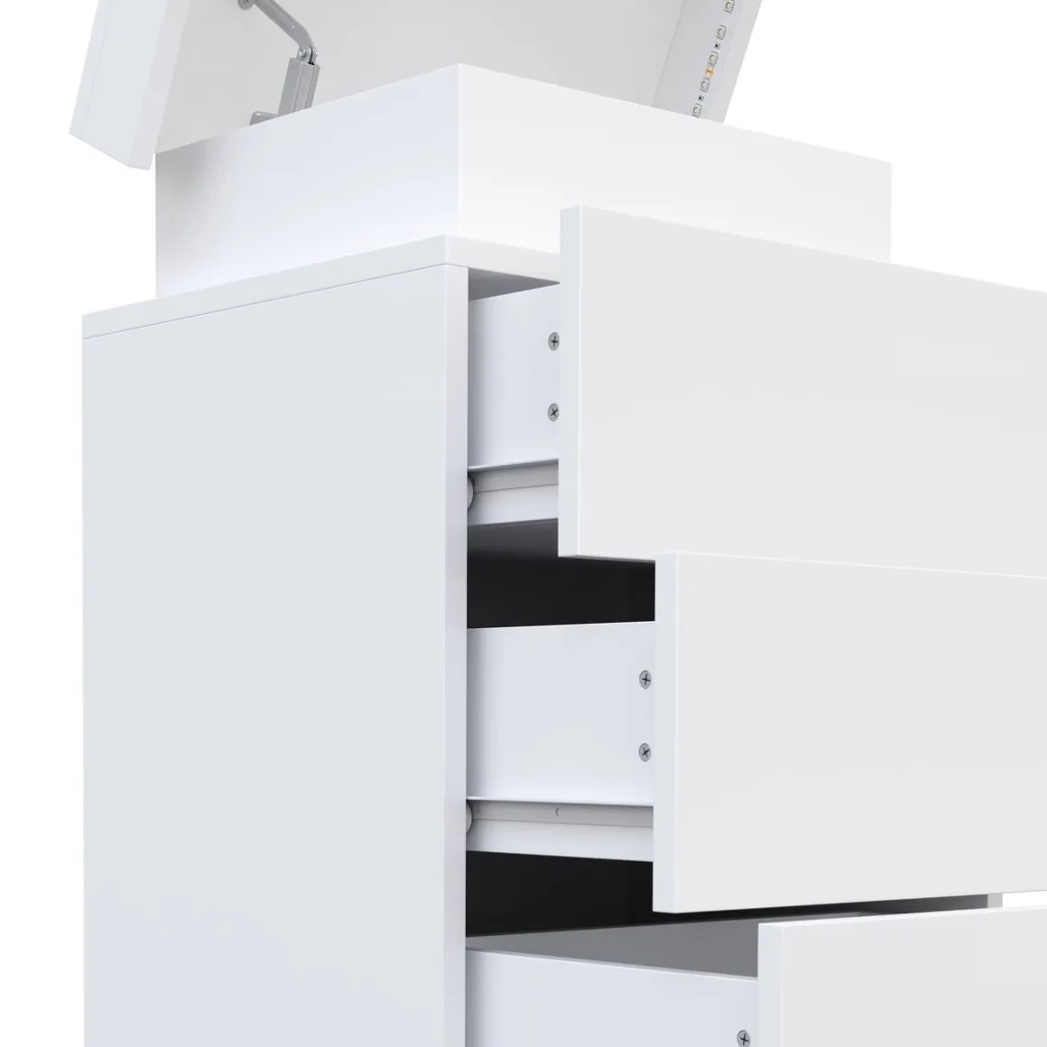 Nachttisch LED MOYA 3 Schubladen weiss