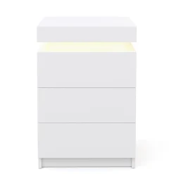 Nachttisch LED MOYA 3 Schubladen weiss