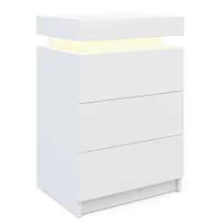 Nachttisch LED MOYA 3 Schubladen weiss