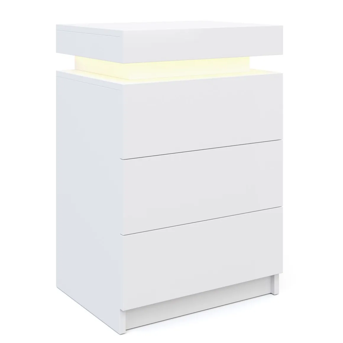 Nachttisch LED MOYA 3 Schubladen weiss