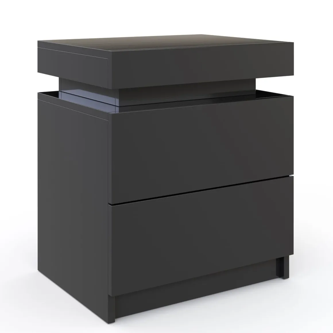 Nachttisch LED MOYA 2 Schubladen schwarz